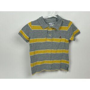 BabyGap Striped Polo Shirt 2T Gray & Yellow Short Sleeve Toddler Boys Cotton